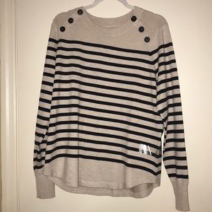 Liz Claiborne tan and black striped sweater